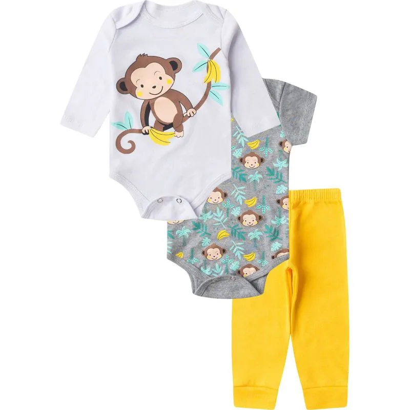 Kit Body Infantil Longo 3 Peças Kappes Branco RN