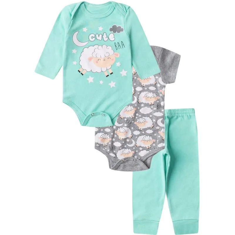 Kit Body Infantil Longo 3 Peças Kappes Verde G
