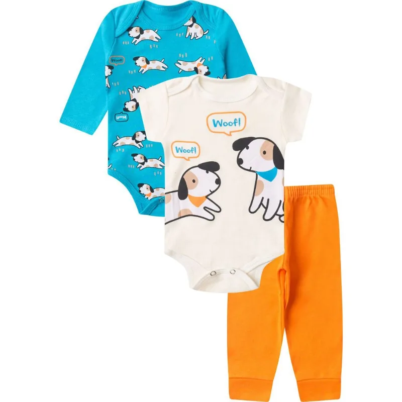 Kit Body Infantil Longo 3 Peças Kappes Azul GG