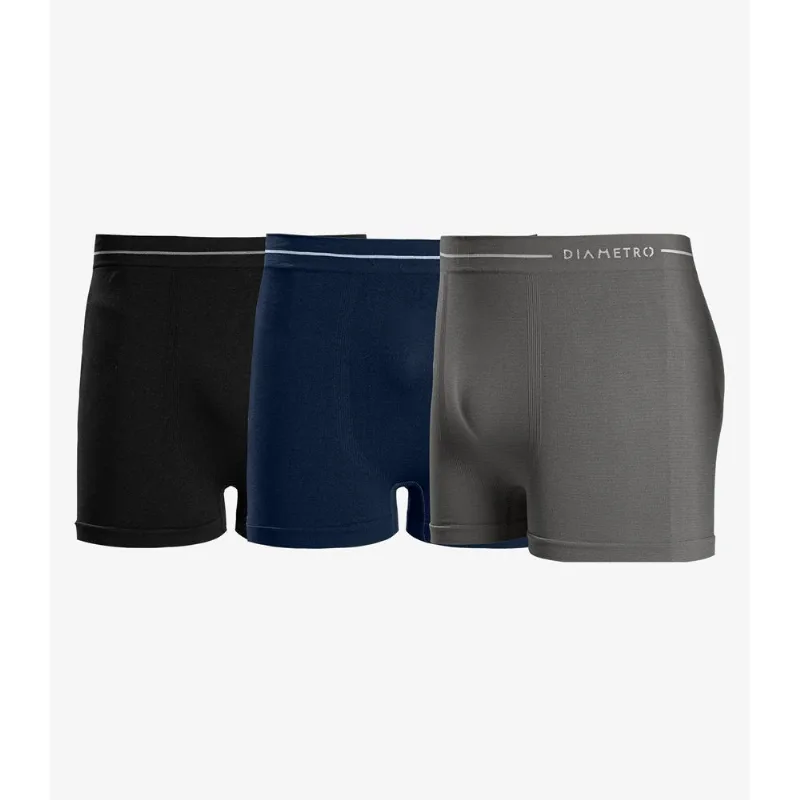 Kit 3 Cuecas Boxer Lisa De Poliamida Diametro Unica M