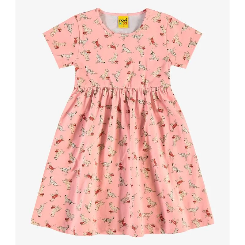 Vestido infantil em Meia Malha Rovi Kids Rosa 4