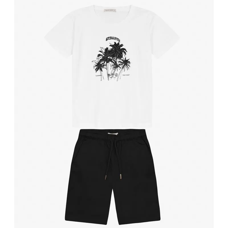 Conjunto Menino Camiseta com Bermuda Trick Nick Branco 10