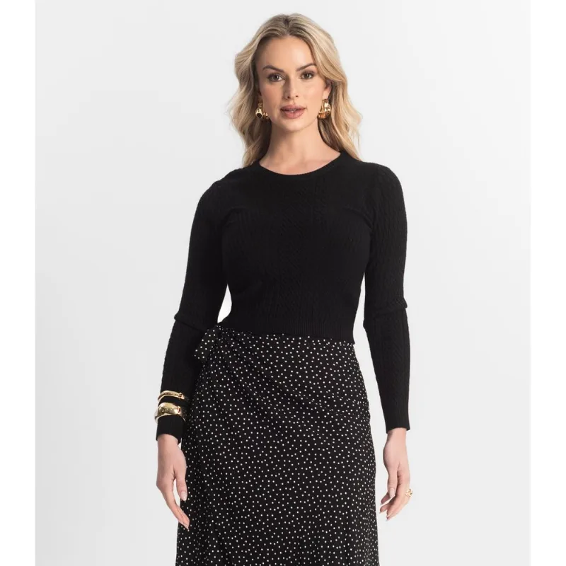 Blusa Feminina Manga Longa Em Tricot Epifani Preto M