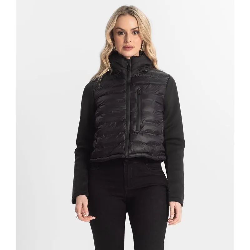 Jaqueta Puffer Feminina Com Bolsos Sea Surf Preto GG