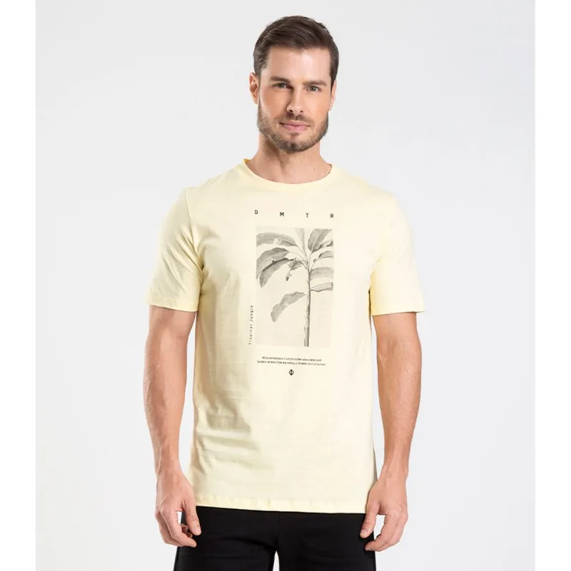 Camiseta Meia Malha Masculina Diametro Amarelo M