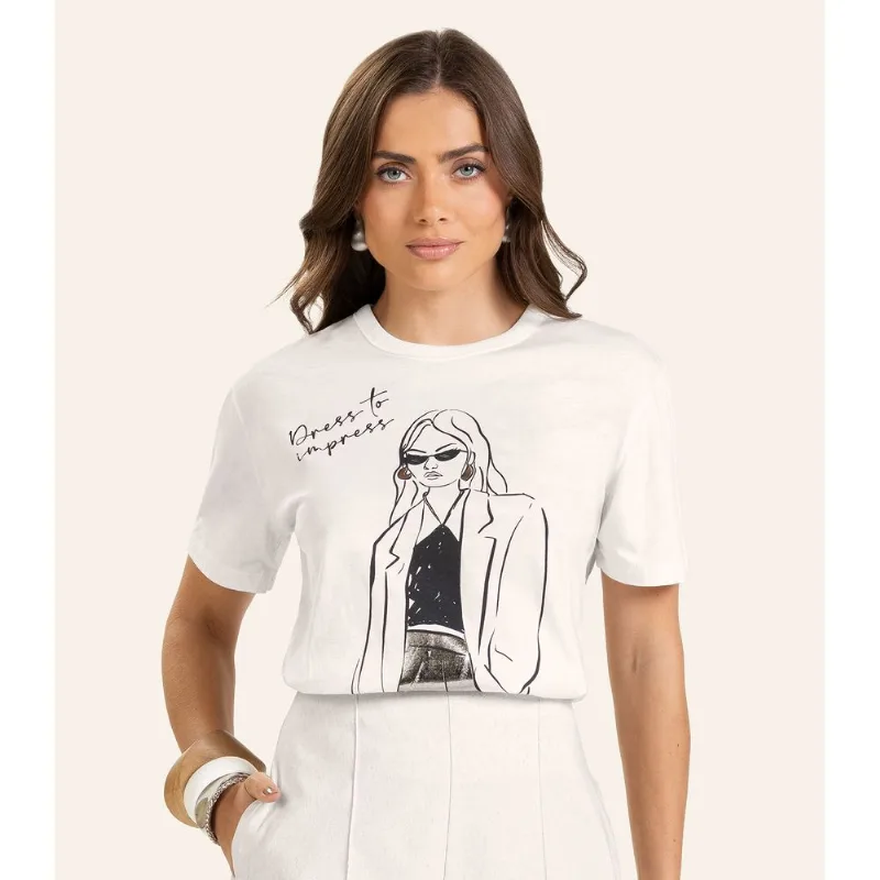 T- shirt em Meia Malha Feminina Endless Bege G