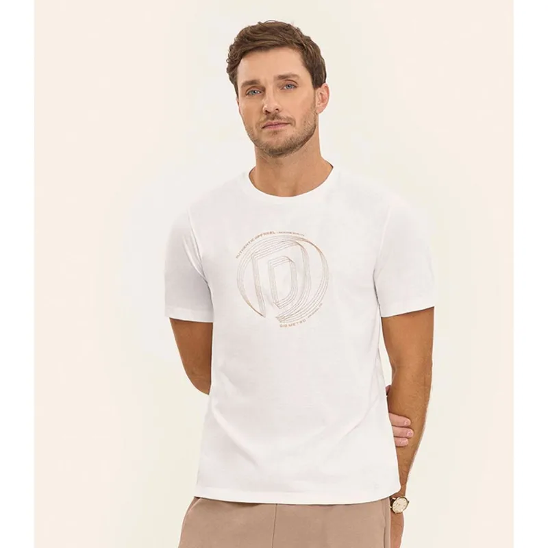 Camiseta em Meia Malha Masculina Diametro Bege G