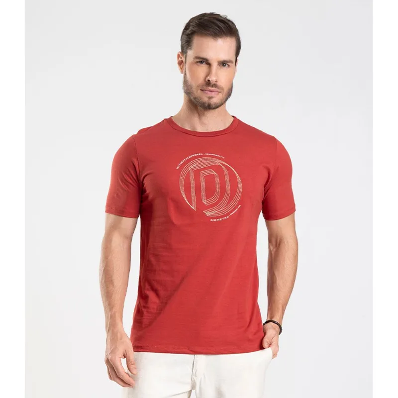 Camiseta em Meia Malha Masculina Diametro Laranja M