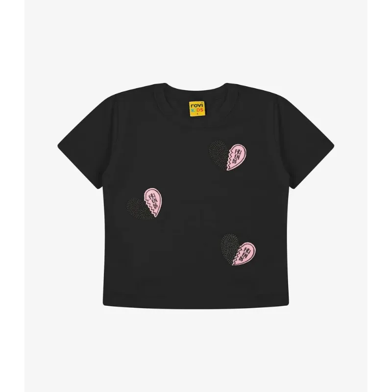 T-shirt Feminina Meia Malha Rovi Kids Preto 4
