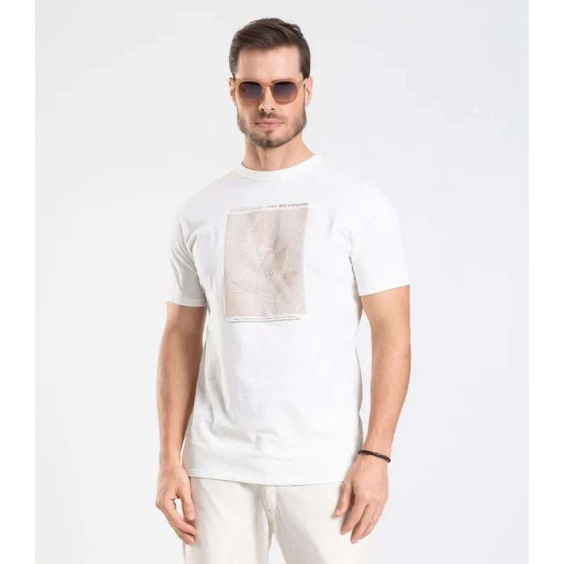 Camiseta Meia Malha Masculina Diametro Bege P