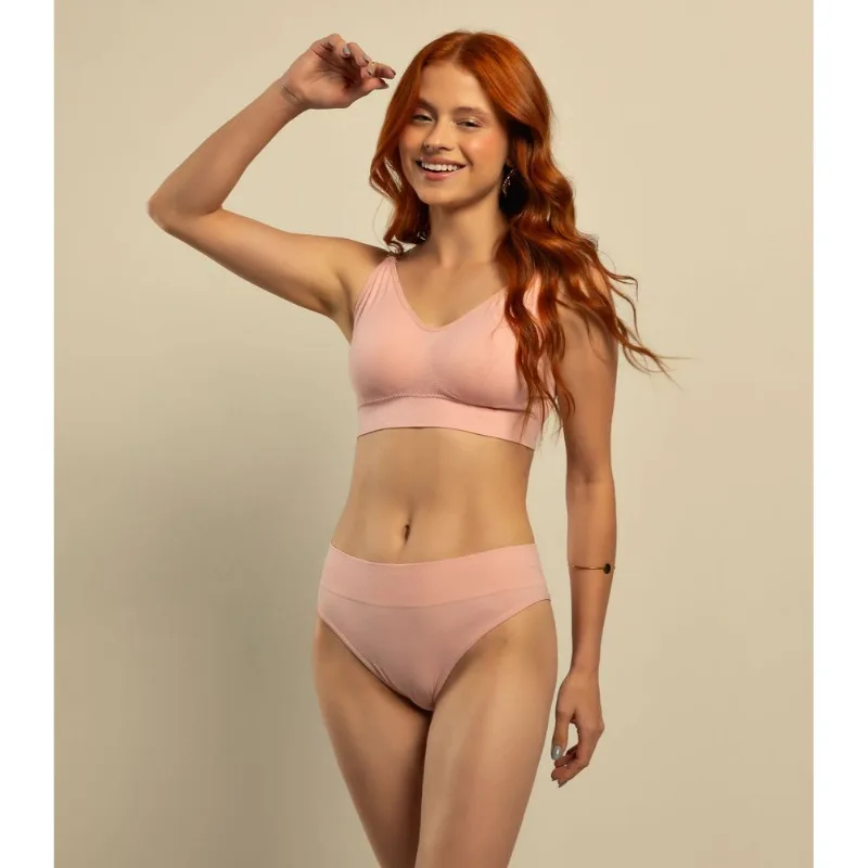 Calcinha Tanga Cós Largo Sem Costura Basic Pro Rosa GG