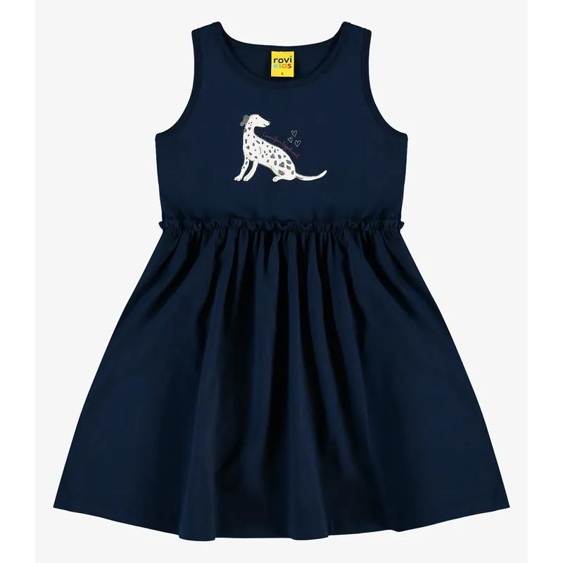 Vestido Infantil em Meia Malha Rovi Kids Azul 14