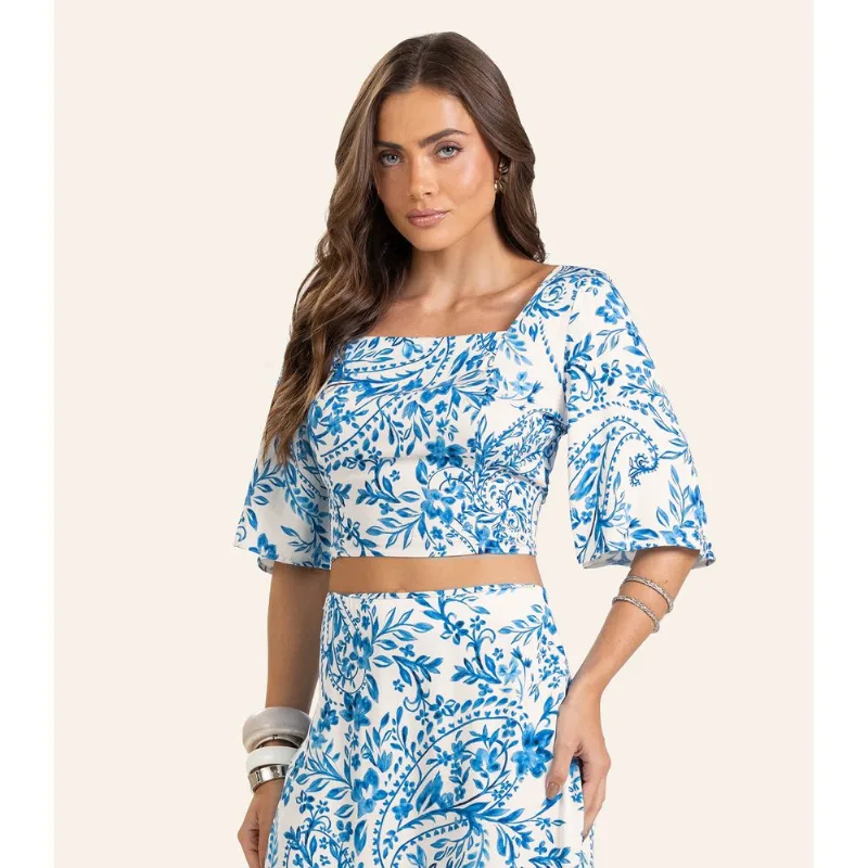 Blusa Viscose Khyara Acetinada Feminina Endless Bege GG