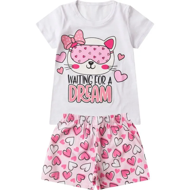 Pijama Verão Menina Brilha no Escuro Kappes Branco 8