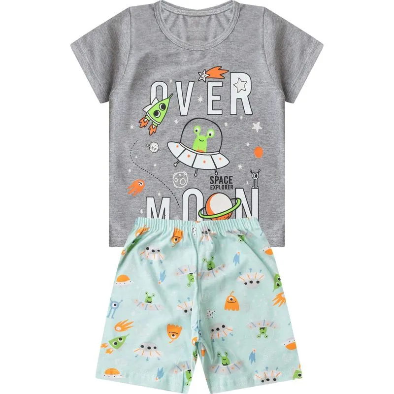 Pijama Infantil Masculino Brilha No Escuro Kappes Cinza 6