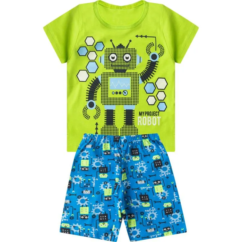 Pijama Infantil Masculino Brilha No Escuro Kappes Verde 4