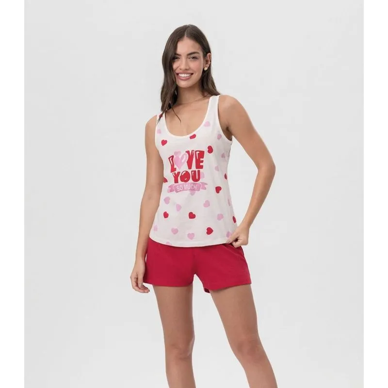 Short Doll Regata Corações Mensageira Da Paz Branco G