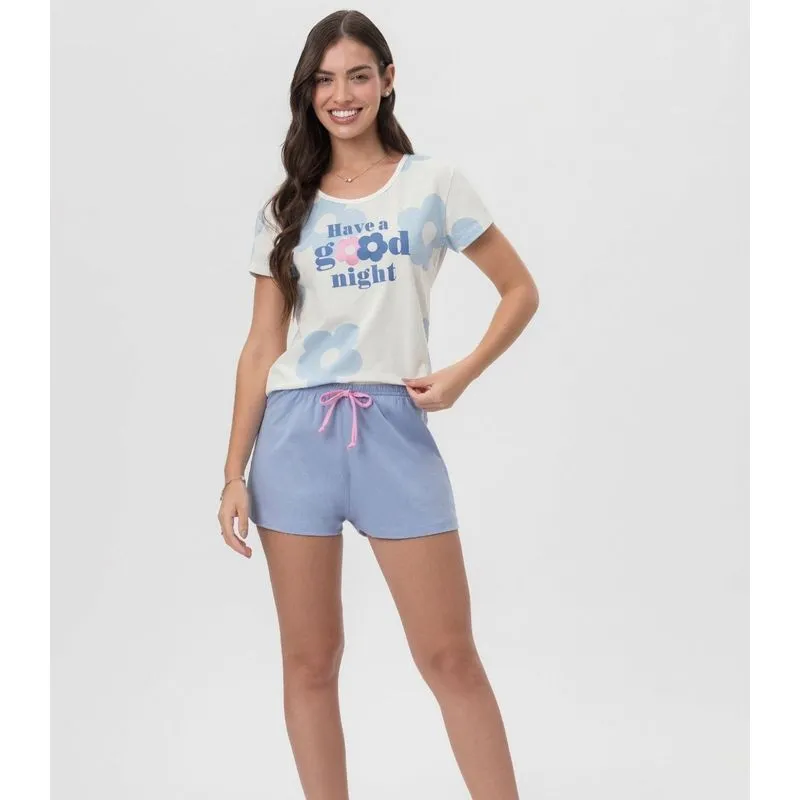 Short Doll Feminino Estampado Mensageira Da Paz Bege GG