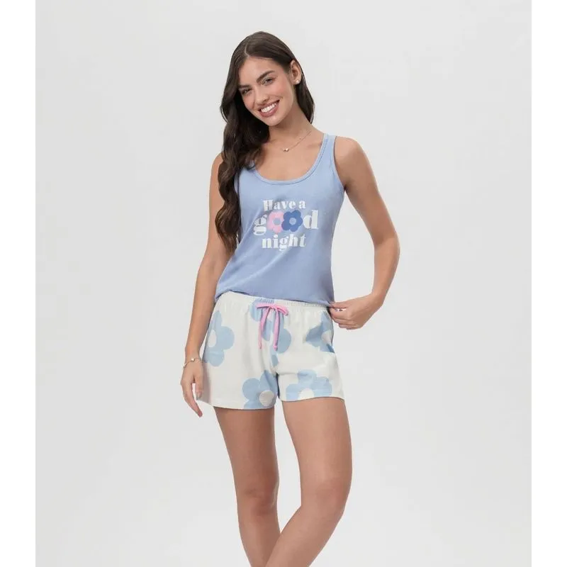 Short Doll Regata Estampada Mensageira Da Paz Azul G