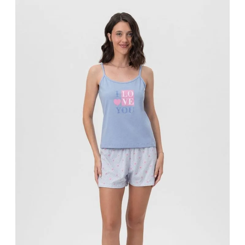 Short Doll Alcinha Estampada Mensageira Da Paz Azul G