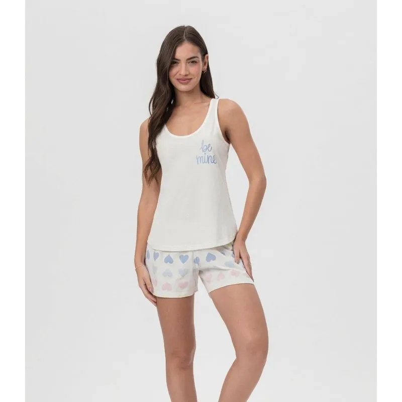 Short Doll Regata Estampada Mensageira Da Paz Bege GG