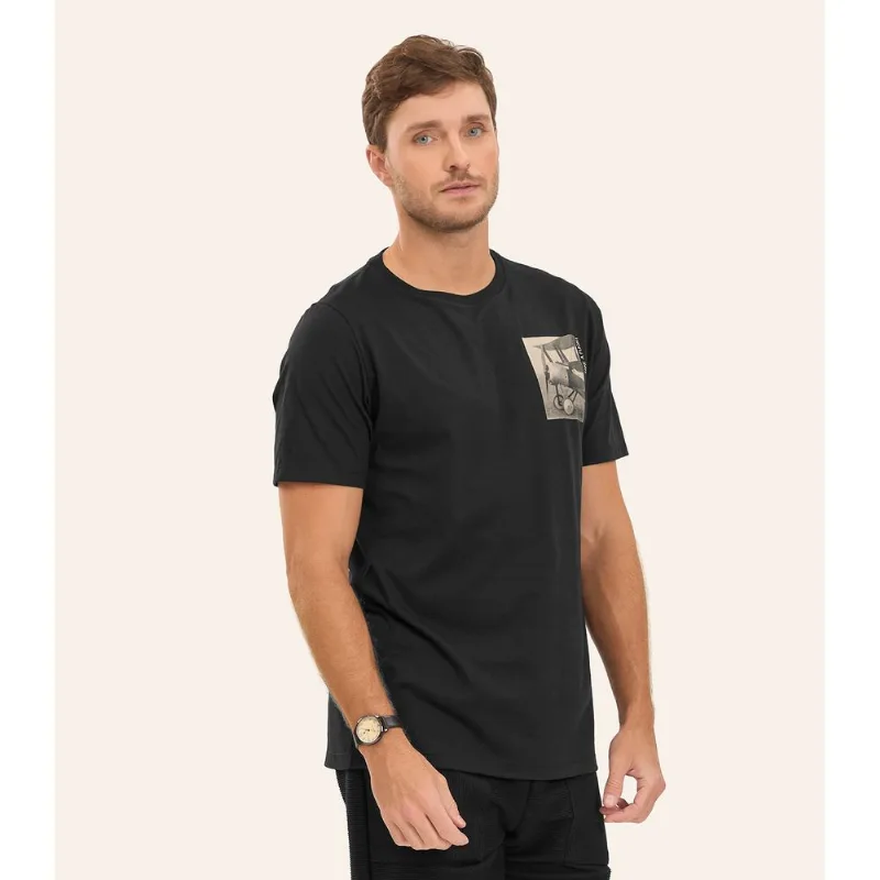 Camiseta Masculina Meia Malha Diametro Preto M
