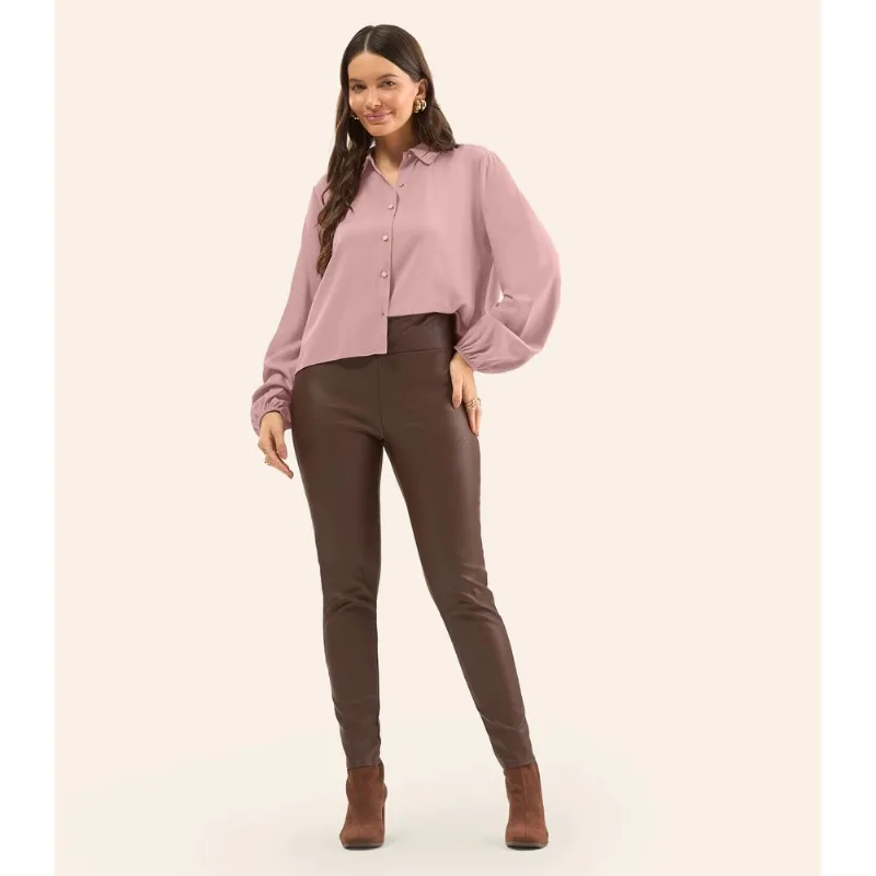 Camisa Manga Longa Feminina Em Viscose Rovitex Rosa P