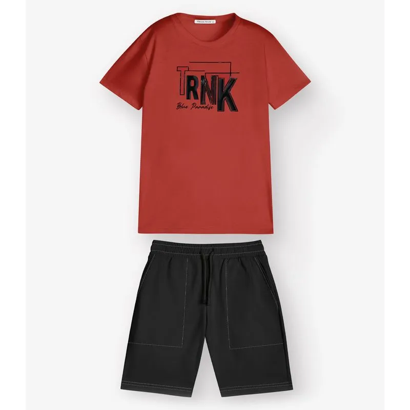 Conjunto Camiseta com Bermuda Menino Trick Nick Laranja 8
