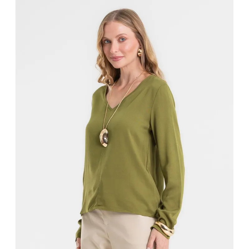 Blusa Manga Longa Feminina Rovitex Verde G