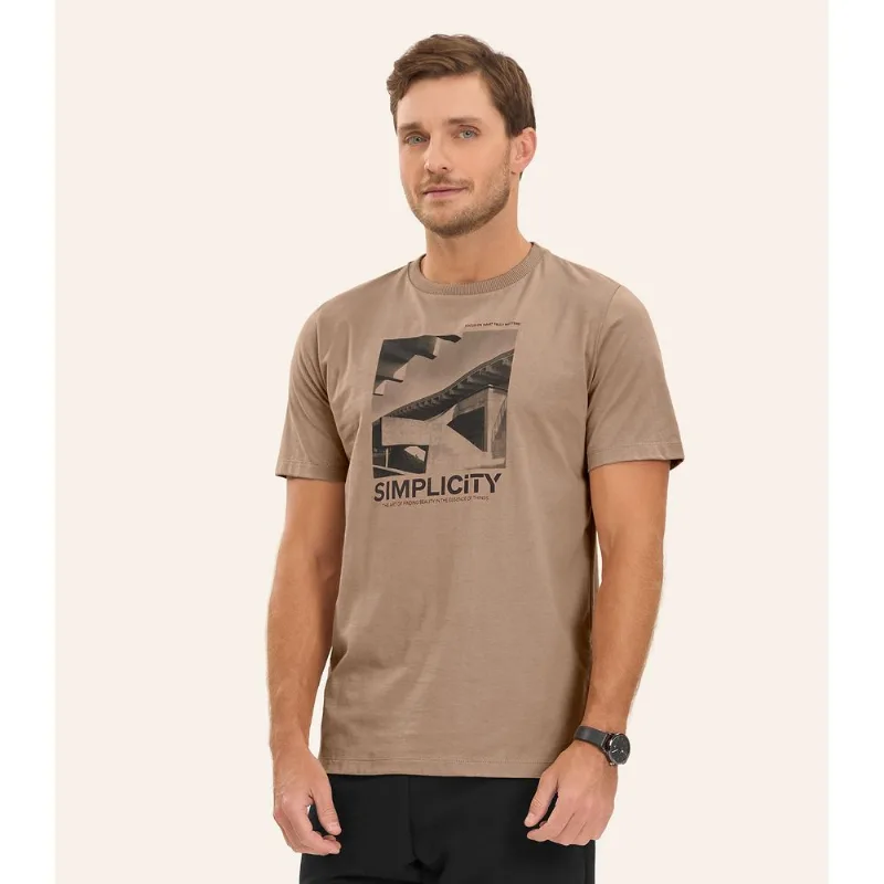 Camiseta Meia Malha Masculina Diametro Marrom P