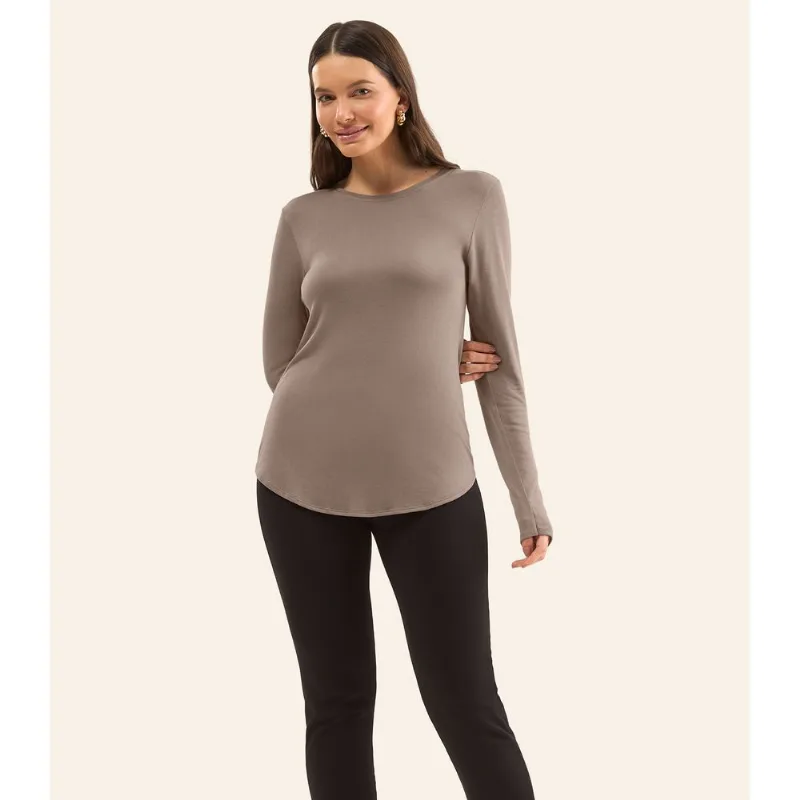 Blusa Feminina Manga Longa Visco Tricot Rovitex Marrom GG