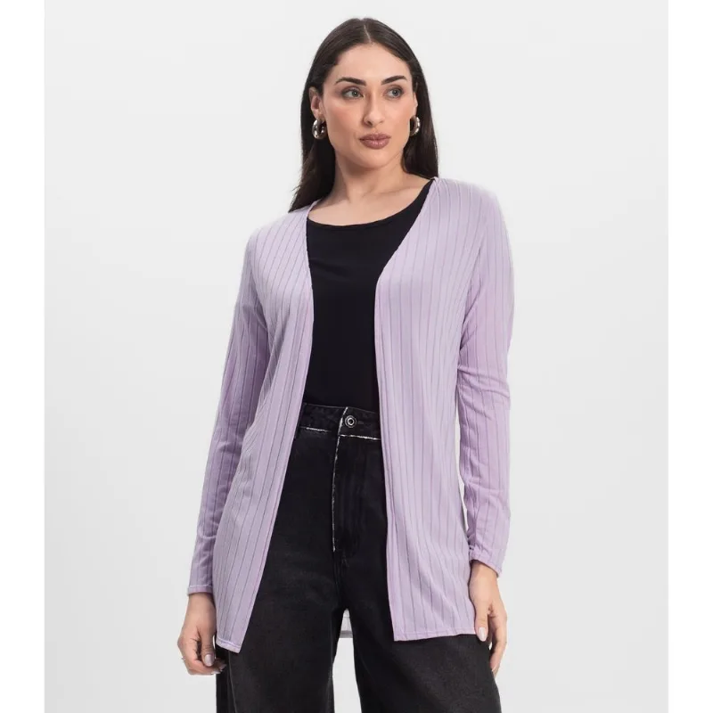 Cardigan Feminino Canelado Infinita Cor Roxo GG
