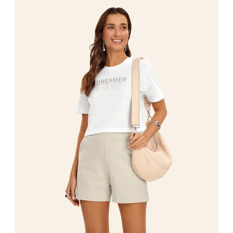 T- Shirt Feminina Meia Malha Rovitex Branco G