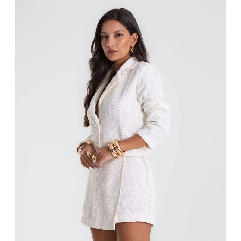 Shorts Saia Feminino Tweed Polly Endless Bege G