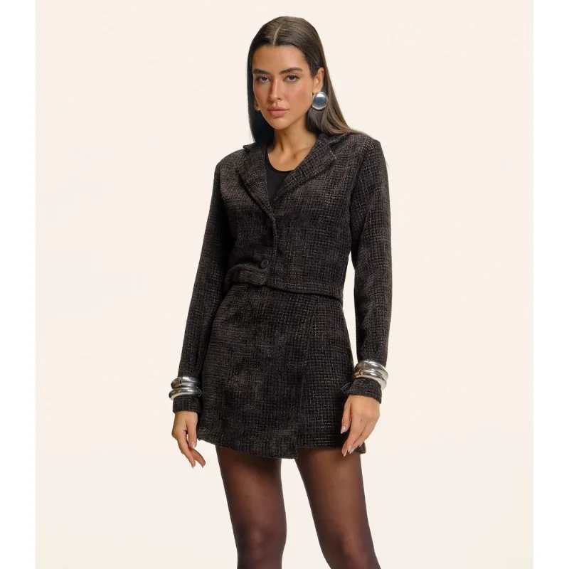 Shorts Saia Feminino Tweed Polly Endless Preto Gg