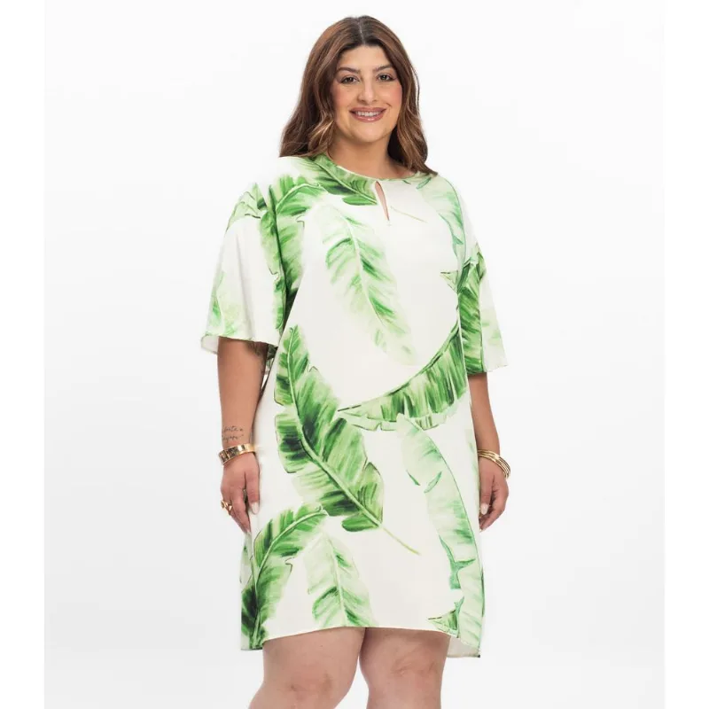 Vestido Feminino Plus Size Curto Secret Glam Bege Plus G3