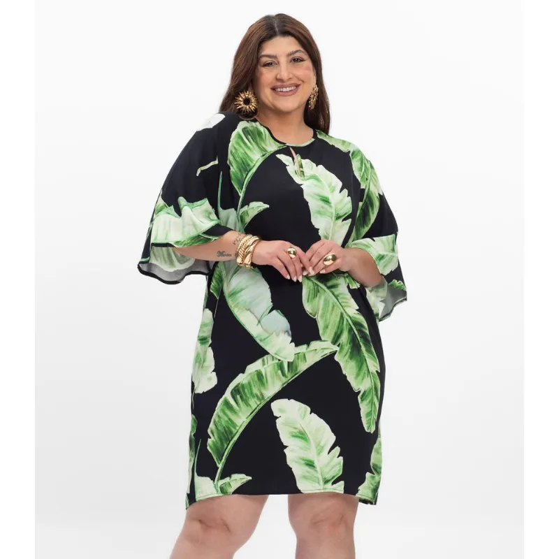Vestido Feminino Plus Size Curto Secret Glam Preto Plus G2
