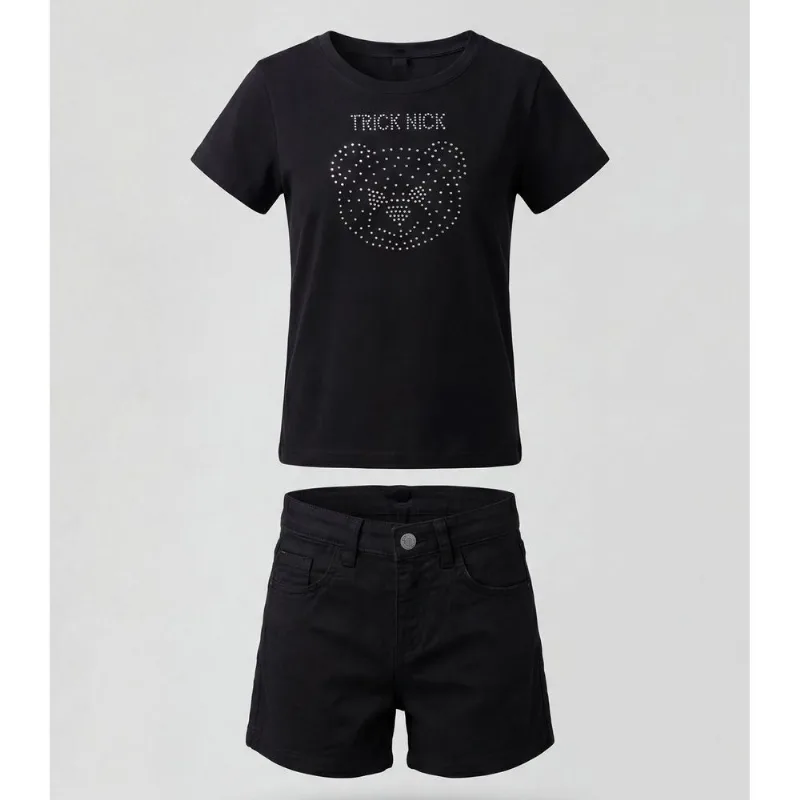 Conjunto Infantil Blusa Com Shorts Trick Nick Preto 4