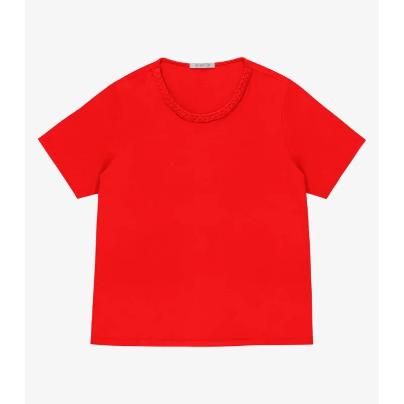 Blusa Manga Curta Feminina Plus Size Secret Glam Laranja Plus G3