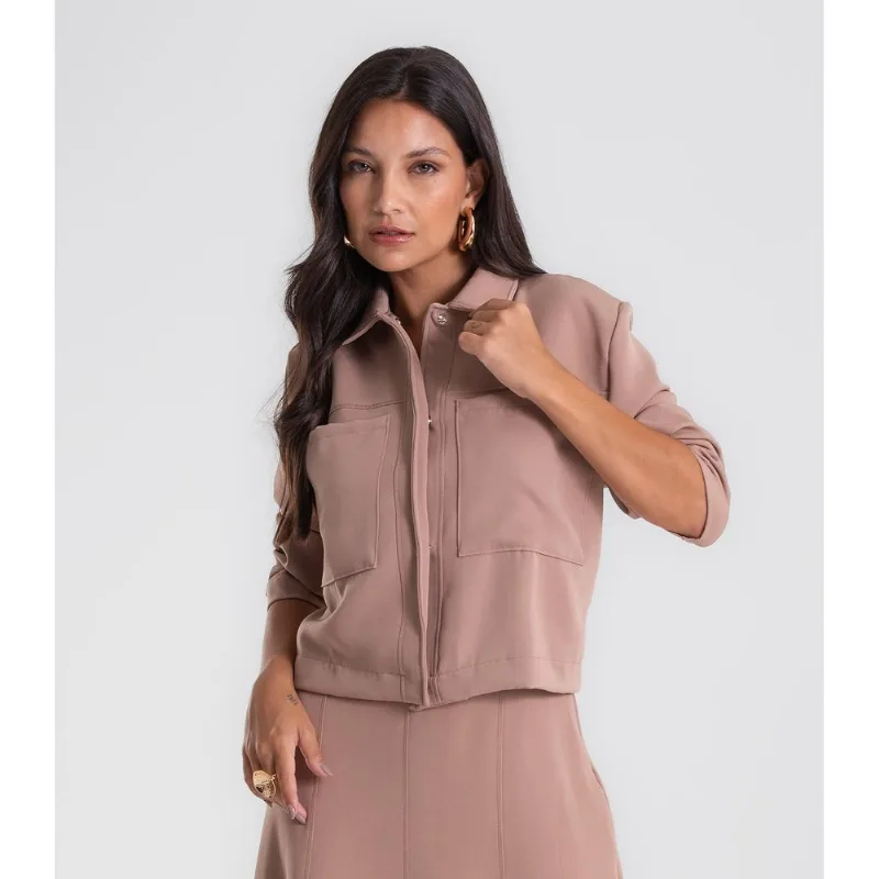 Camisa Jaqueta Feminina Alfaiataria Endless Marrom P