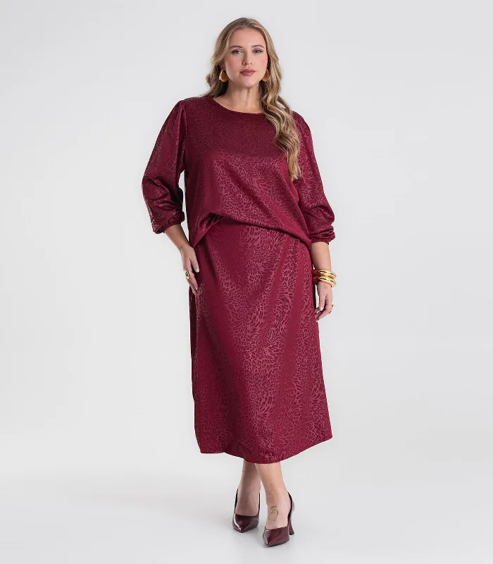 Saia Midi Feminina Evasê Plus Size Secret Glam Vermelho Plus G1