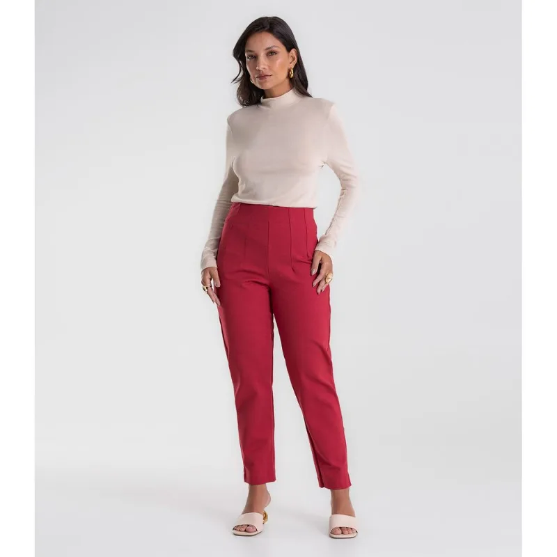 Calça Feminina Reta Ponto Roma Endless Vermelho G