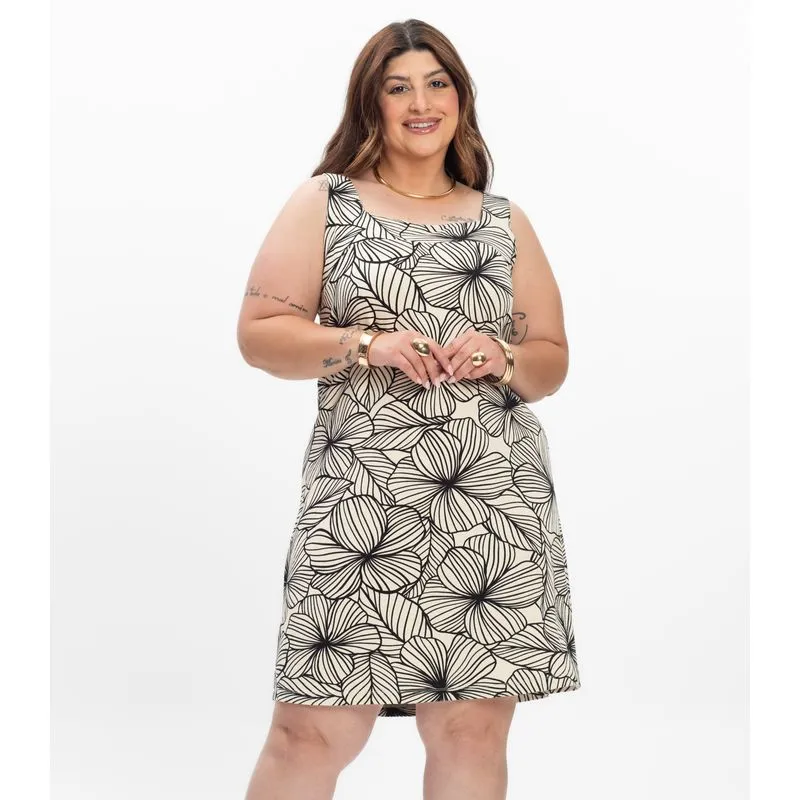 Vestido Curto Feminino Plus Size Secret Glam Bege Plus G1
