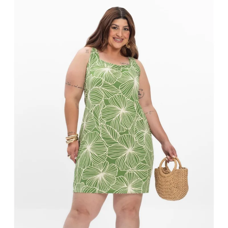 Vestido Curto Feminino Plus Size Secret Glam Verde Plus G4