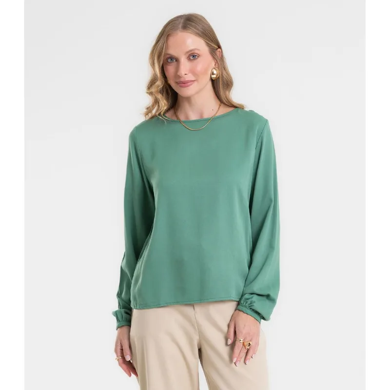 Blusa Manga Longa Feminina Em Viscose Rovitex Verde GG