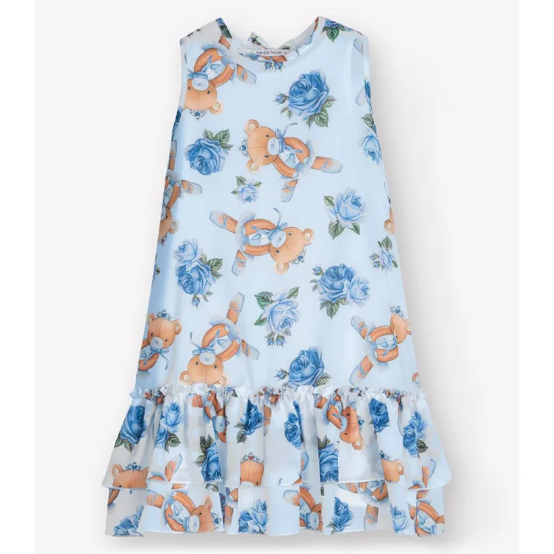 Vestido Meia Malha E Chiffon Trick Nick Azul 10