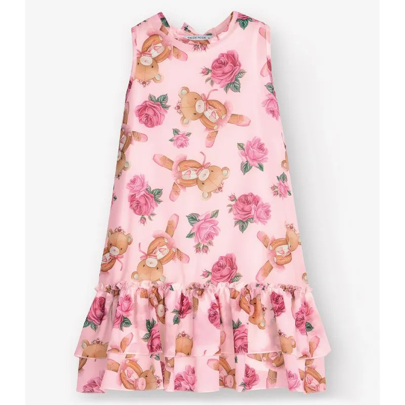 Vestido Meia Malha e Chiffon Trick Nick Rosa 6