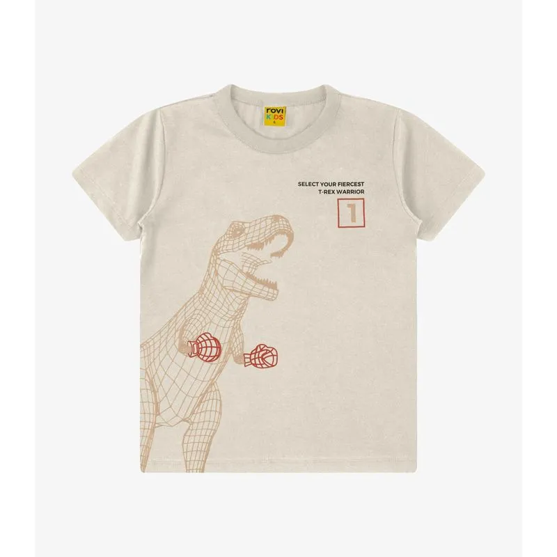 Camiseta Menino Meia Malha Rovi Kids Bege 3