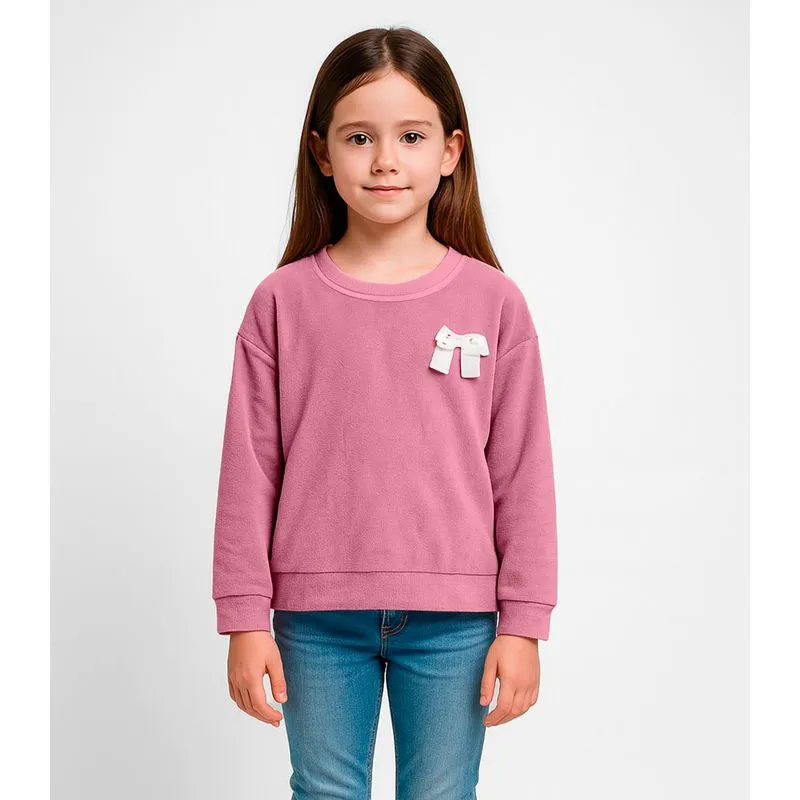 Moletom Infantil Menina Com Laço Infinita Cor Rosa 8