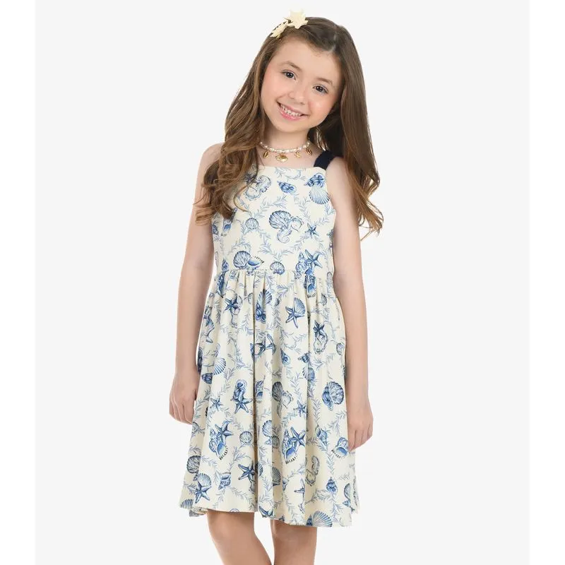 Vestido Visco Maquineta Menina Rovi Kids Bege 4
